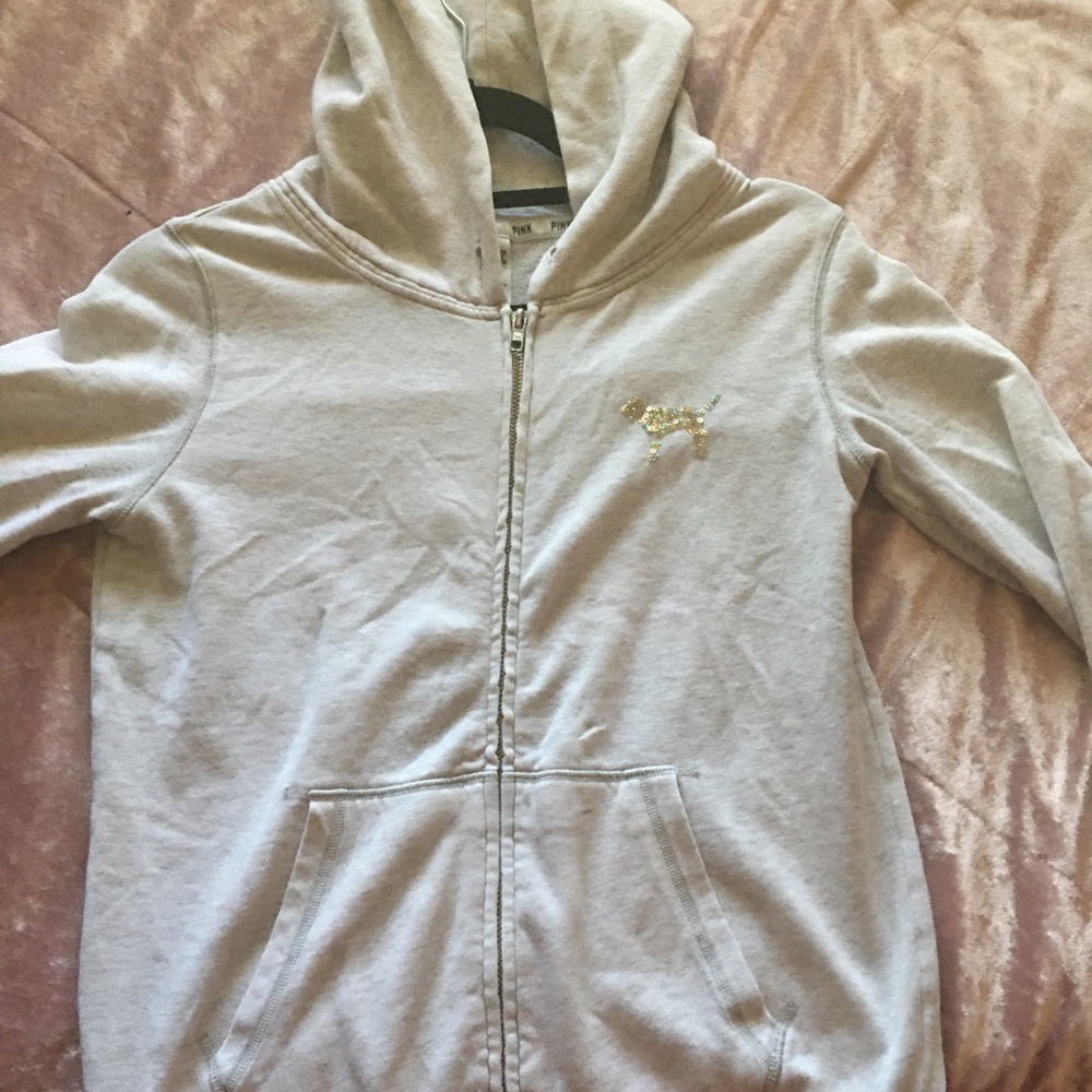 Pink Victoria Secret zipper up hooded sweater